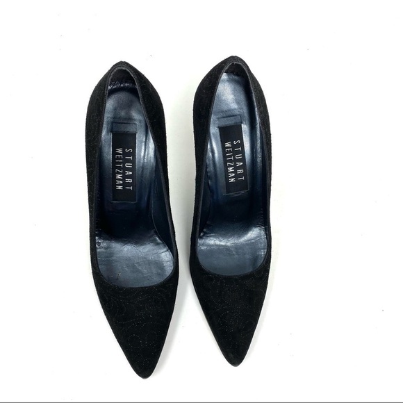 Stuart Weitzman black suede floral pumps - Picture 5 of 9